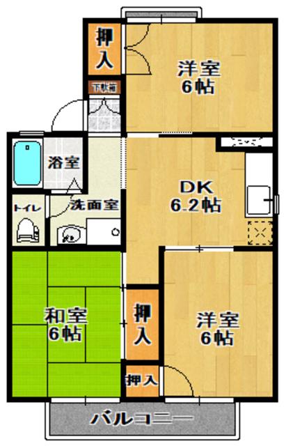 メゾン菊池B(3DK/1階)の間取り写真