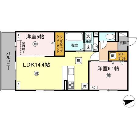TORISIA上代(2LDK/1階)の間取り写真