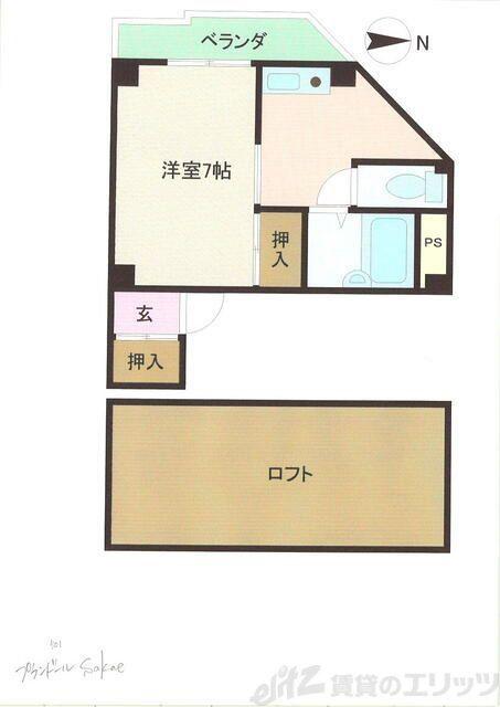 プランドールSAKAE(1K/5階)の間取り写真