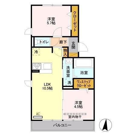 レイク藤和 A(2LDK/2階)の間取り写真