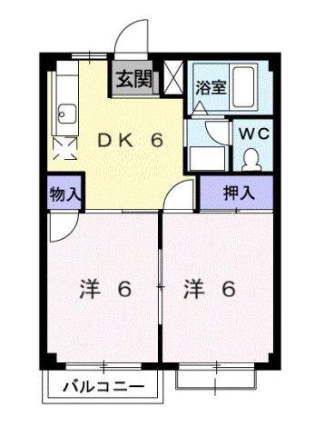 ネオハイツ半城土(2DK/1階)の間取り写真