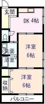 エスペレ小楠(2DK/2階)の間取り写真