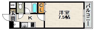 カーサフェリス(1K/2階)の間取り写真