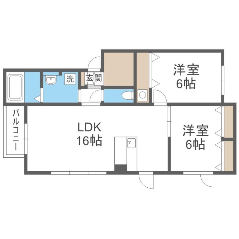 エスペランサ(2LDK/3階)の間取り写真