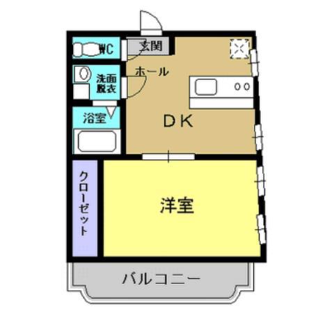ラフォーレマロニエ(1DK/2階)の間取り写真