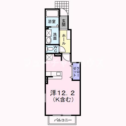 デスパシオB(ワンルーム/1階)の間取り写真