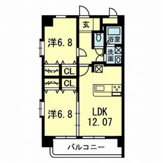アステール大津駅前(2LDK/3階)の間取り写真