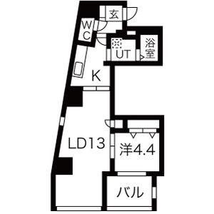 COULEURS OOS(1LDK/4階)の間取り写真