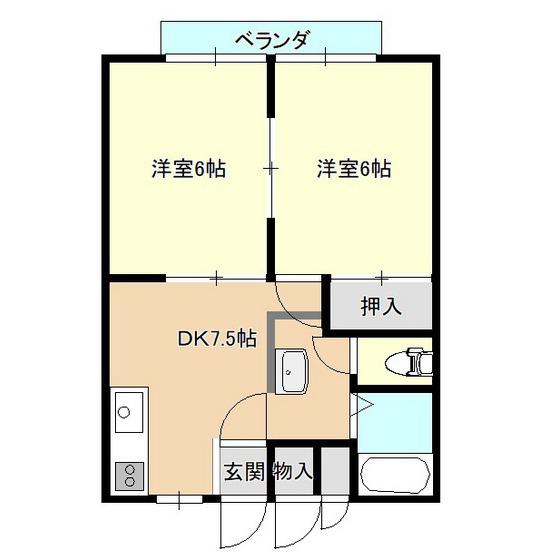 プレステージK(2DK/1階)の間取り写真