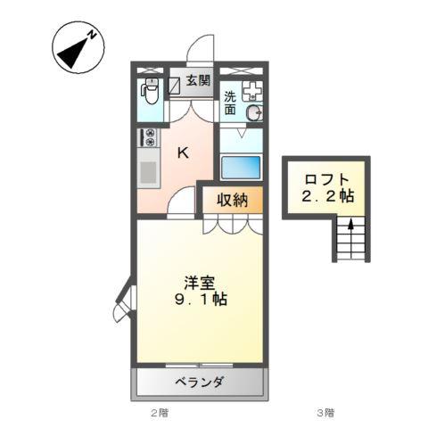 エーデルワイス(1K/2階)の間取り写真