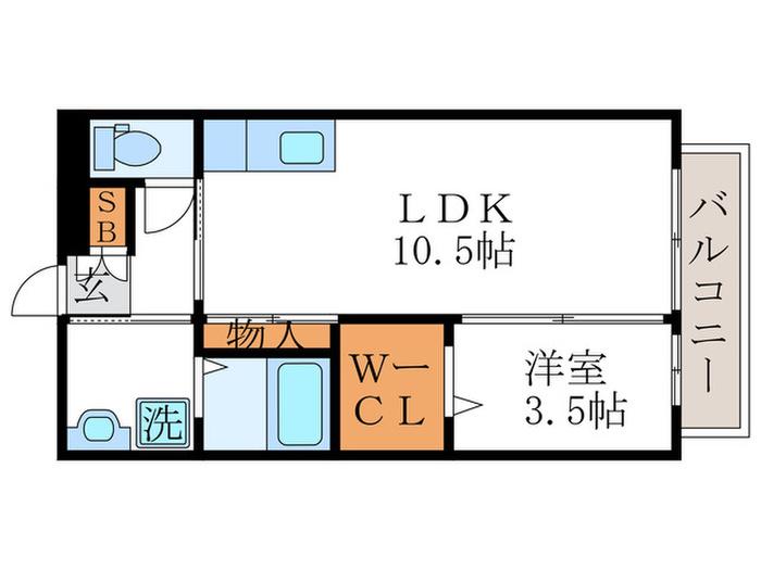 ライトハウス(1LDK/2階)の間取り写真