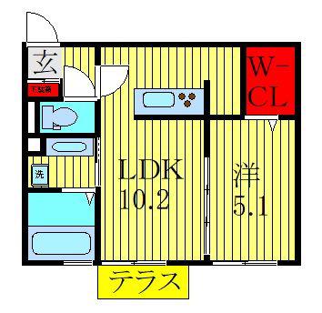 チェリーハイム B棟(1LDK/1階)の間取り写真