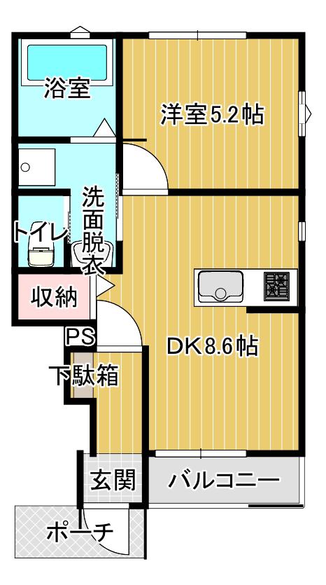 モノリシック(1DK/1階)の間取り写真
