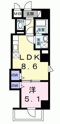 プラムツリー神楽坂(1LDK/4階)の間取り写真