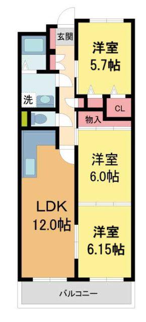 プレミールソシア(3LDK/4階)の間取り写真