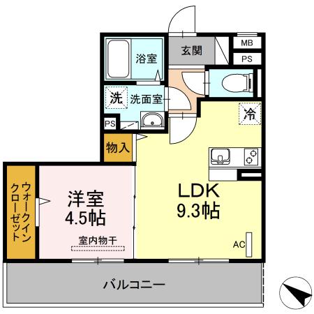 メゾンQ(1LDK/3階)の間取り写真
