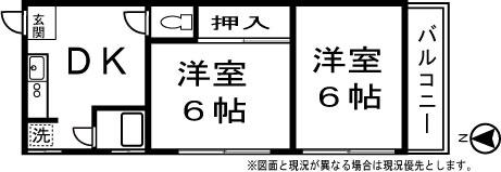 ドエルアルス(2DK/1階)の間取り写真