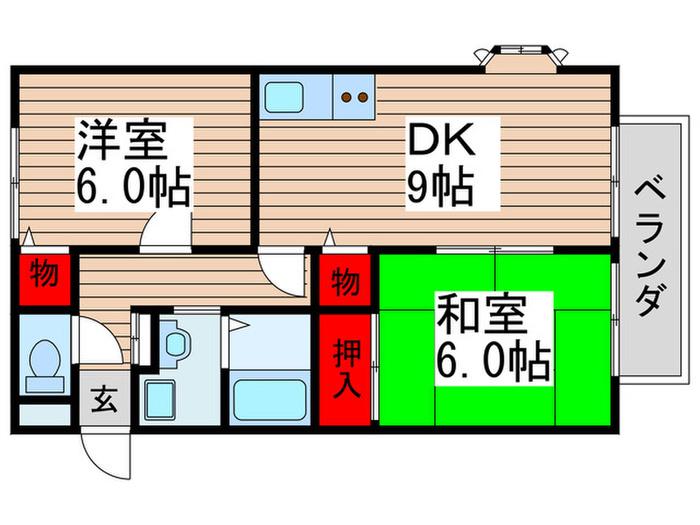 ファーストパストラルハイツ(2LDK/1階)の間取り写真