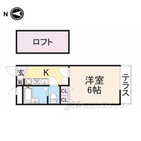 京阪本線 牧野駅 徒歩16分 2階建 築25年(1K/1階)の間取り写真