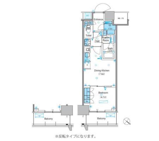 パークアクシス豊洲キャナル(1DK/12階)の間取り写真