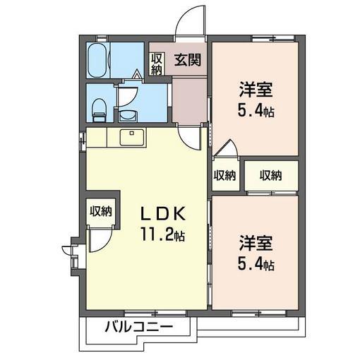 サンモール(2LDK/1階)の間取り写真