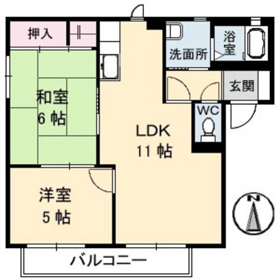 ヴィンテージA棟(2LDK/2階)の間取り写真