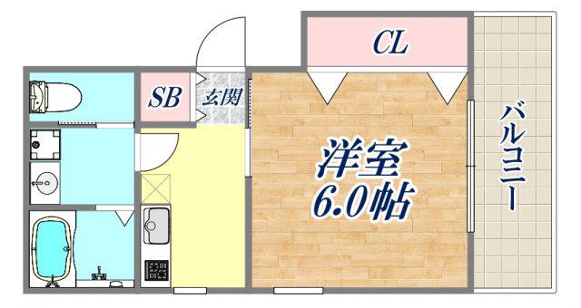 コラボ熊内橋通(1K/2階)の間取り写真