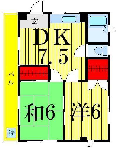 ライトピア(2DK/2階)の間取り写真