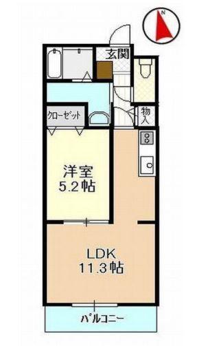 ハーヴェスト染地台II(1LDK/2階)の間取り写真