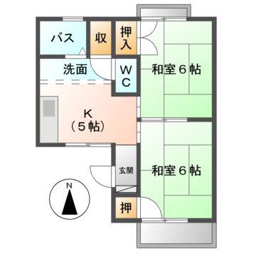 シティハイツエクレール(2K/2階)の間取り写真