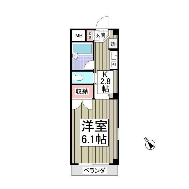 スプリングフィールドII(1K/1階)の間取り写真