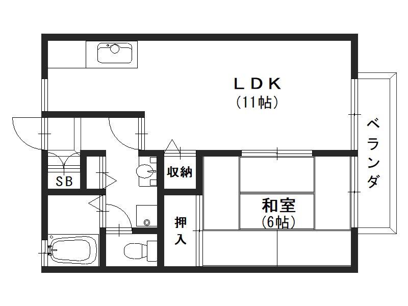 サンロイヤル幸(1LDK/2階)の間取り写真