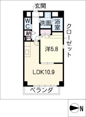 ブルーム八事(1LDK/4階)の間取り写真