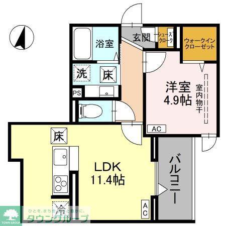 NOBLE VILLA東大成(1LDK/1階)の間取り写真