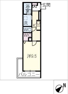 岡崎市上和田町シャーメゾンA棟(1K/2階)の間取り写真