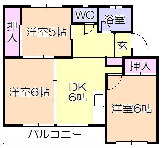 グレースタカツキII(3DK/4階)の間取り写真