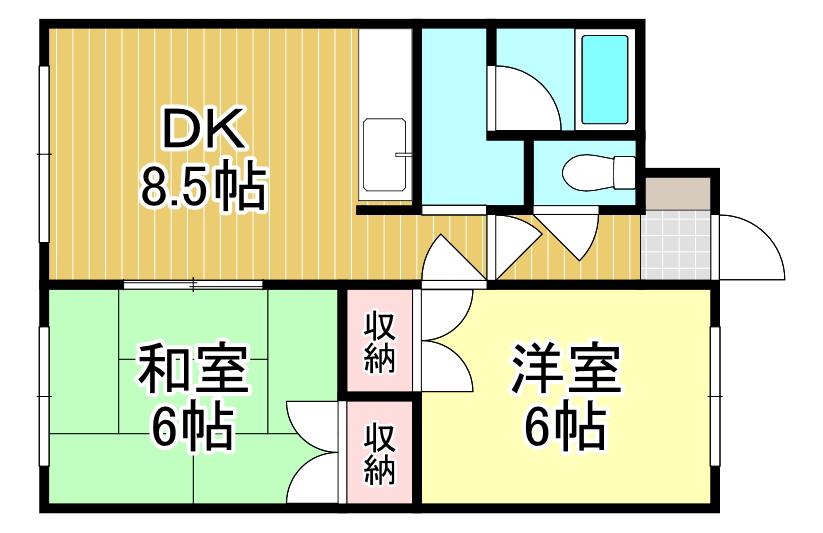 ハイツアルファ(2DK/1階)の間取り写真