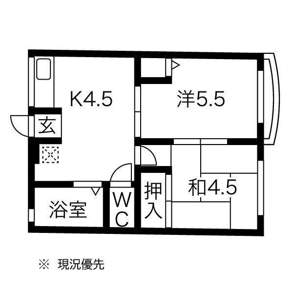 エクセルパートⅡ(2DK/2階)の間取り写真