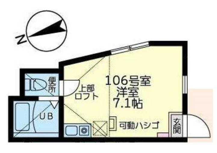 ユナイト弘明寺カールシュミット(ワンルーム/1階)の間取り写真
