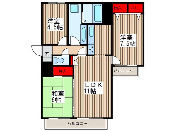 元町イグレット(3LDK/4階)の間取り写真