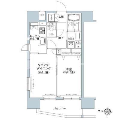 パークキューブ板橋本町(1LDK/14階)の間取り写真