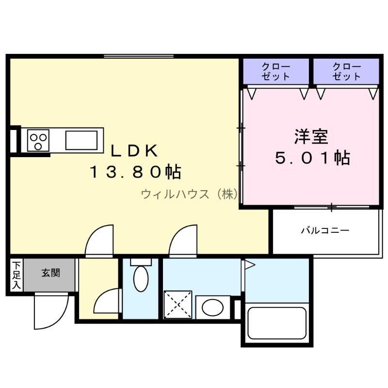 ヴィレ堺湊(1LDK/2階)の間取り写真