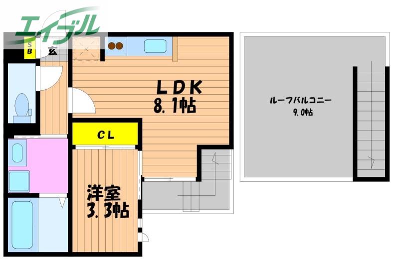 GRANDTIC ETERNALLY(1LDK/2階)の間取り写真