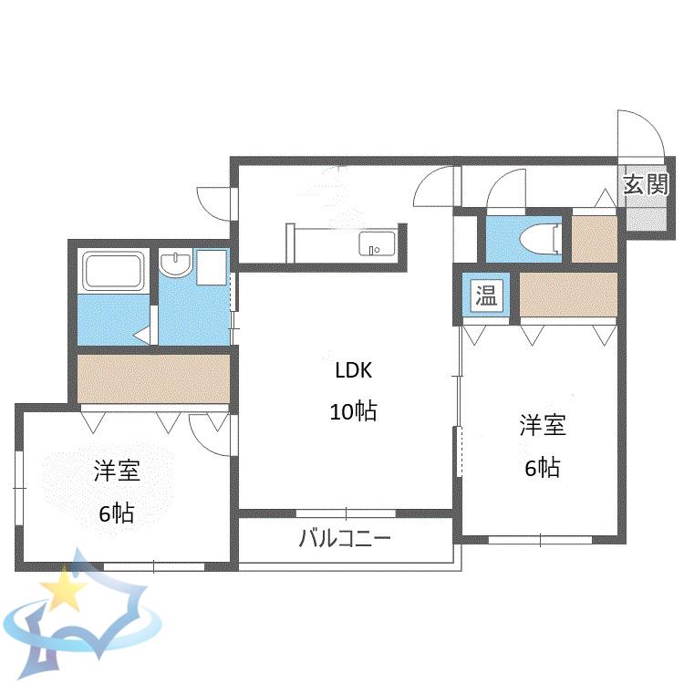 グランディール伏見(2LDK/4階)の間取り写真