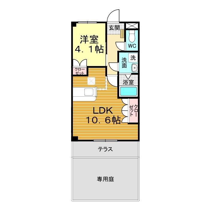 スカイパレス(1LDK/1階)の間取り写真
