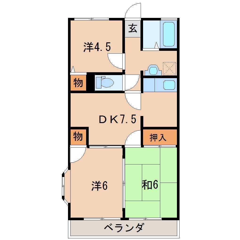 エスポワール熊坂(3DK/2階)の間取り写真