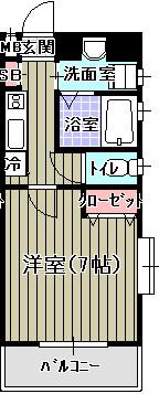 シャローム室見(1K/6階)の間取り写真