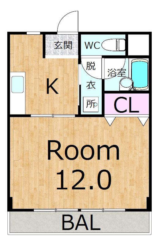 敷島第4マンション(1DK/2階)の間取り写真