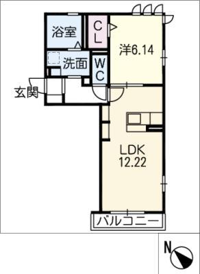 プレセア鳴海(1LDK/2階)の間取り写真