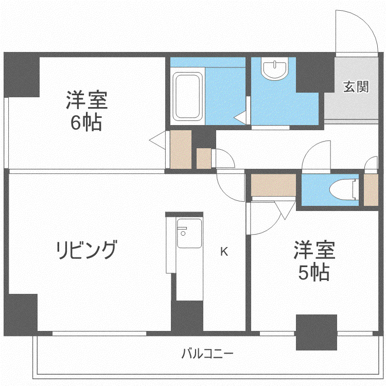 KDXレジデンス南三条(2LDK/5階)の間取り写真